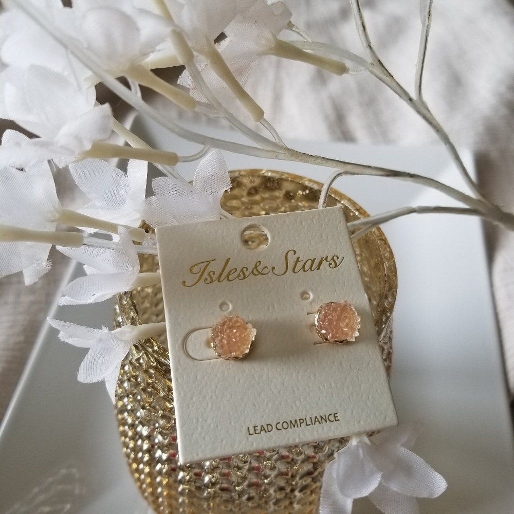 Womens Crystal Pink Stud Earrings